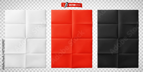 Vector realistic illustration of folded paper textures on a transparent background.