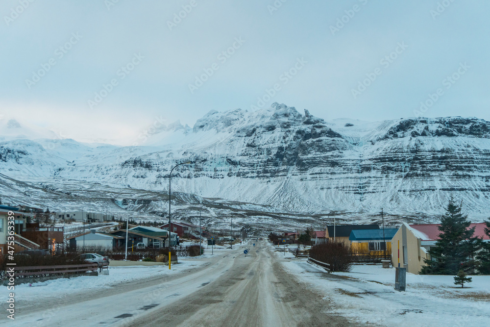 empty road in Grundafjordur - a small town in the west of Iceland empty road in Grundafjordur - a small town in the west of Iceland