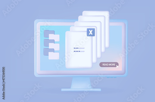 3d modal pop up window. User interface with login and password confirmation. Button read more. Desktop with many open popup tabs and page. The concept of secure connection, information viewing. Vector photo