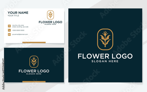 Luxury flower logo suitable for boutique, spa, beauty etc with business card template