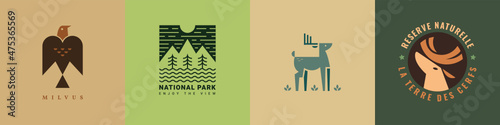 Fototapeta set of 4 logos for nature reserves or associations concerned with animals and the environment
