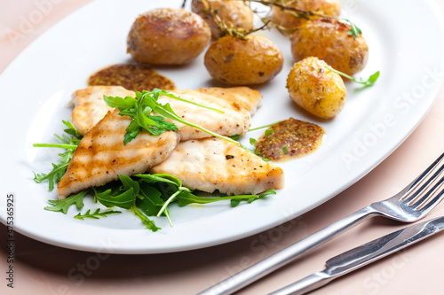 grilled fish with grilled potatoes