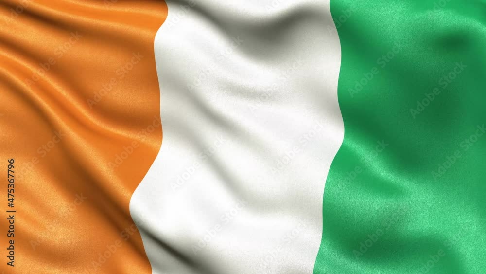 Ivory Coast Flag Seamless Loop. 3D animation.