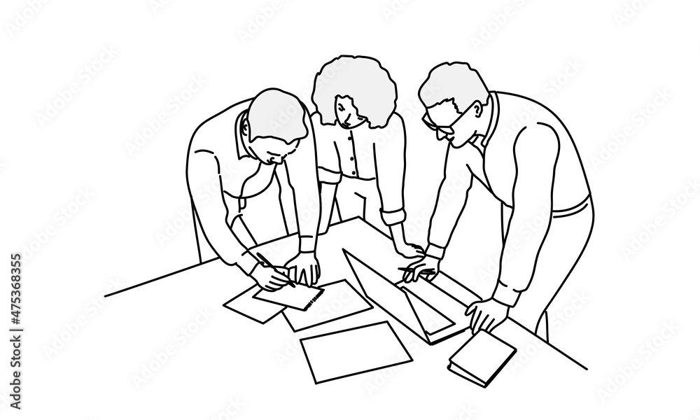 Teamwork or team building, office business meeting.