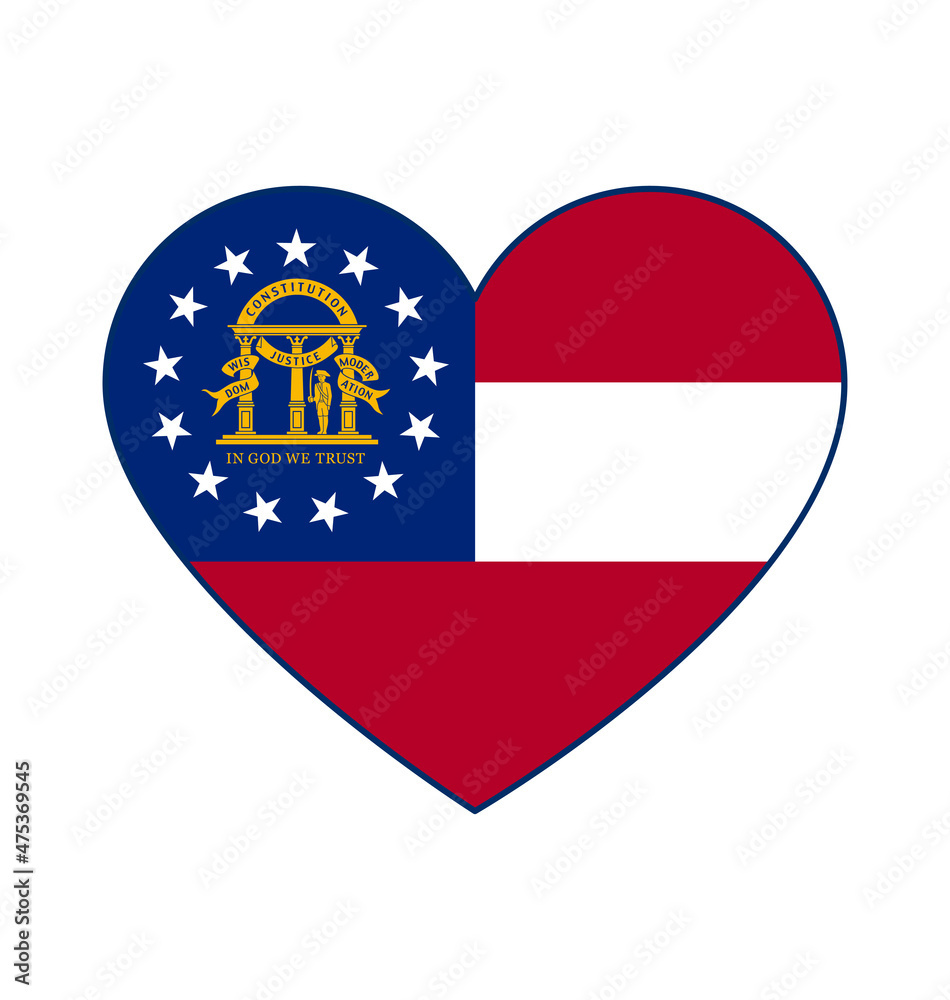 georgia ga state flag in love heart shape