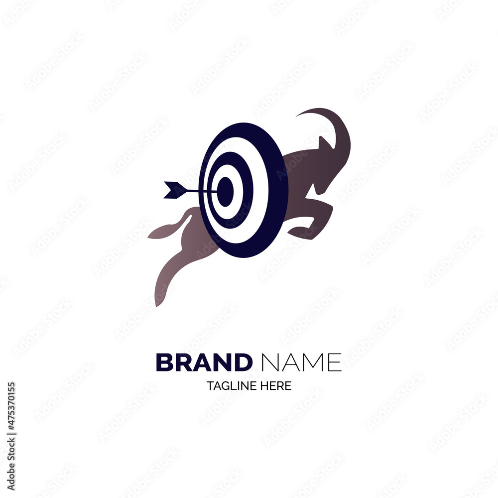 goat hunting arrow target logo design template for brand or company