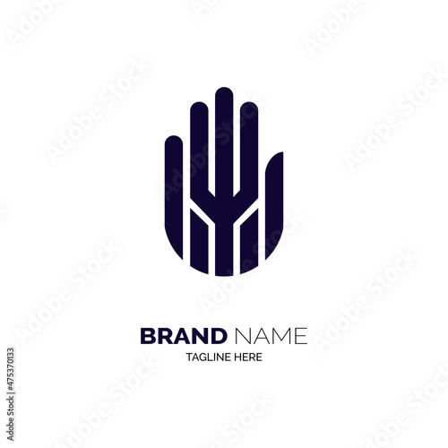 flat of the hand logo design template for brand or company and other