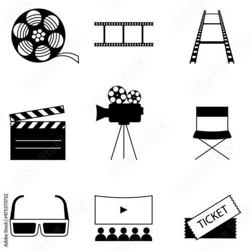Set of vector elements on the theme of cinema.