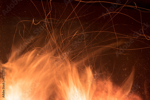 Fire in the night abstract background