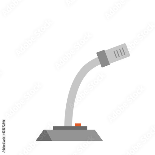 Microphone on stand. Speaker speech. Sound equipment. Flat cartoon illustration