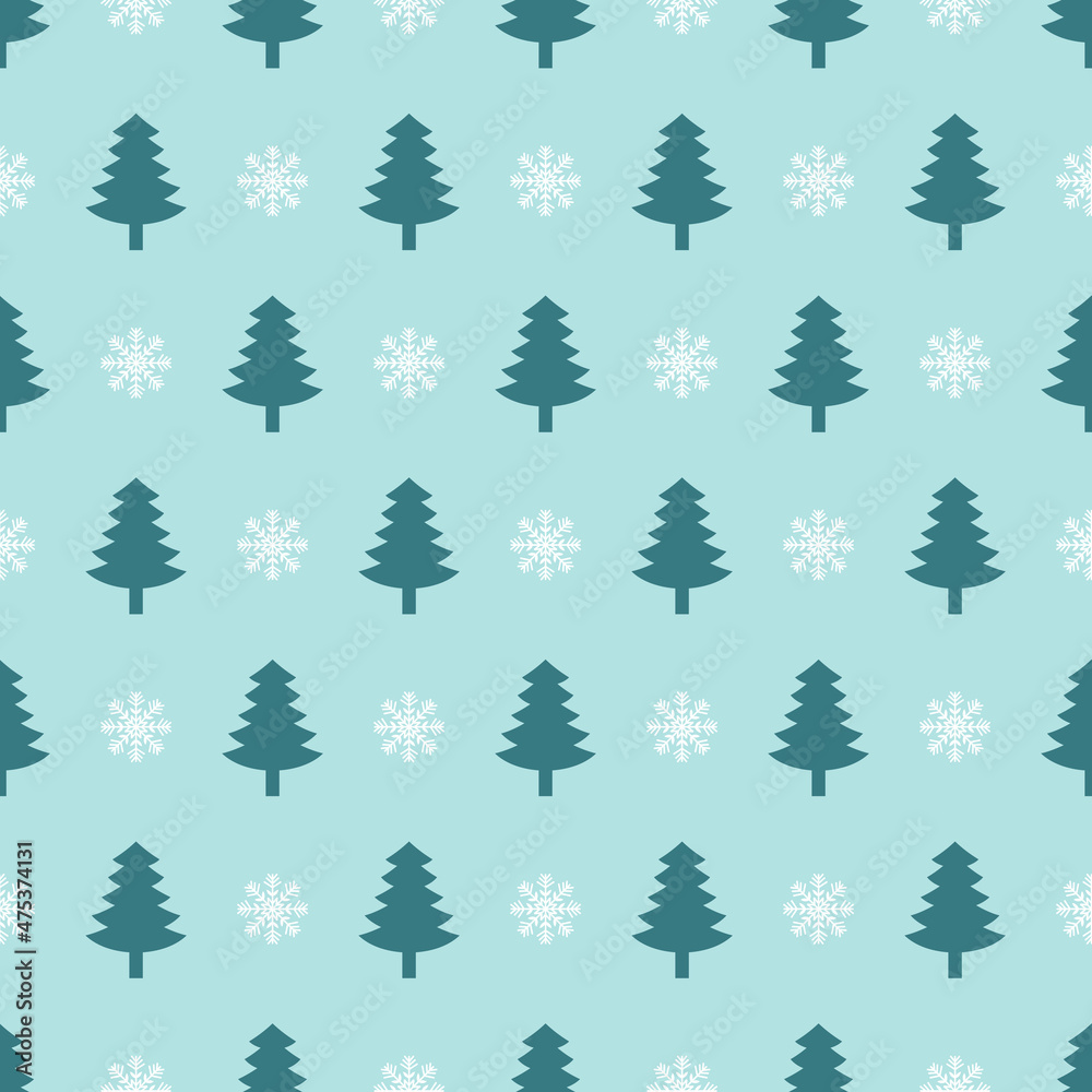 Winter forest vector flat seamless pattern
