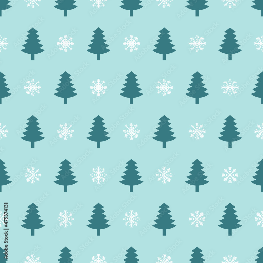 Winter forest vector flat seamless pattern Winter forest vector flat seamless pattern