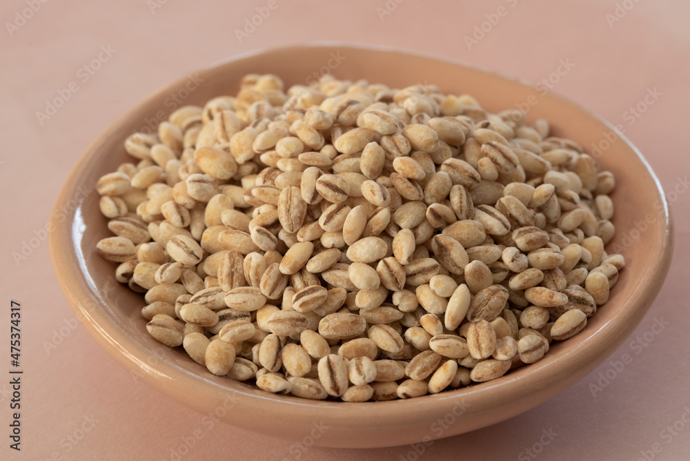 Uncooked Farro Grain in a Bowl
