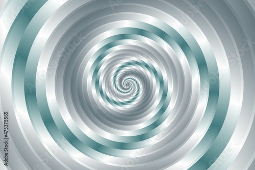 Abstract gray and green steel surface Spiral Or Swirl 3d style Fibonacci spiral background. Vector illustration.