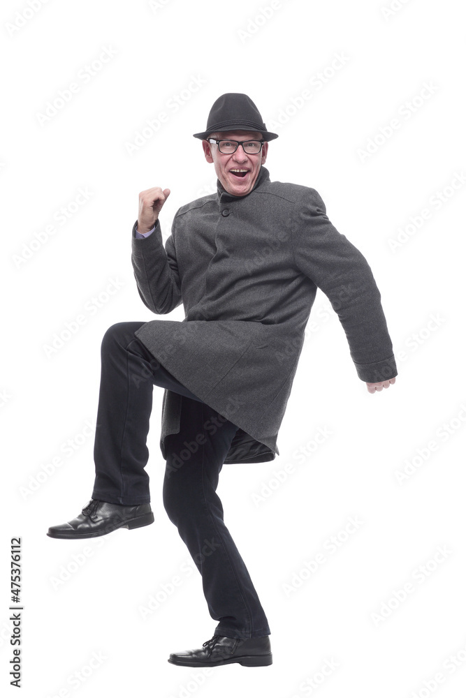 emotional man in a hat and autumn coat . emotional man in a hat and autumn coat .