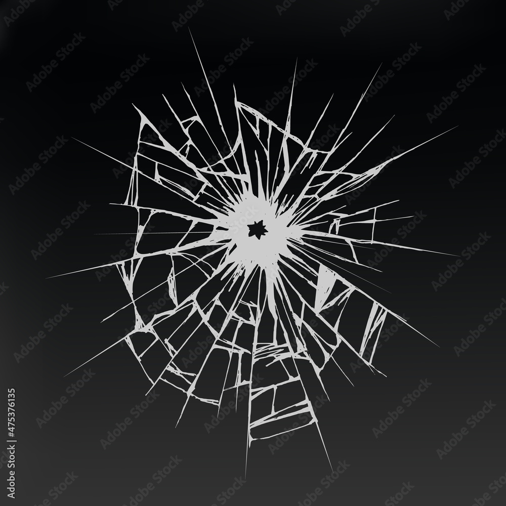 Fototapeta premium Crack in ice or ground .Damaged windshield .Hand sketch on white background.