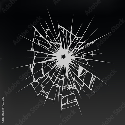 Crack in ice or ground .Damaged windshield .Hand sketch on white background.