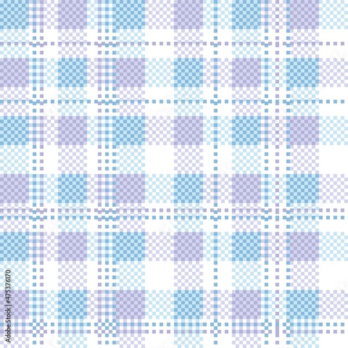 Pastel blue and purple seamless plaid tablecloth gingham or fabric pattern on the white background. Vector illustration.