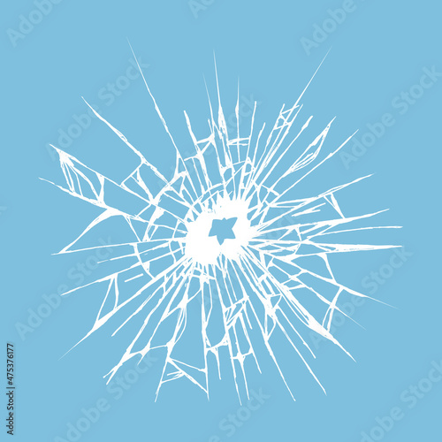 Crack in ice or ground .Damaged windshield .Hand sketch on white background.