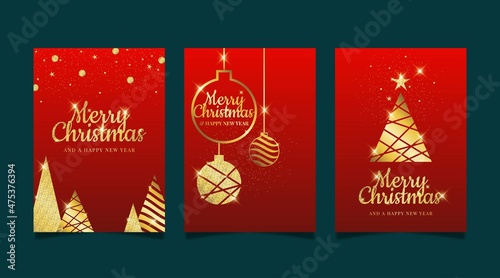 golden christmas cards template vector design illustration