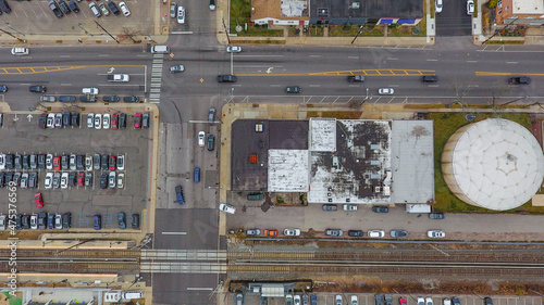 Aerial view of industrial and commercial area, zone