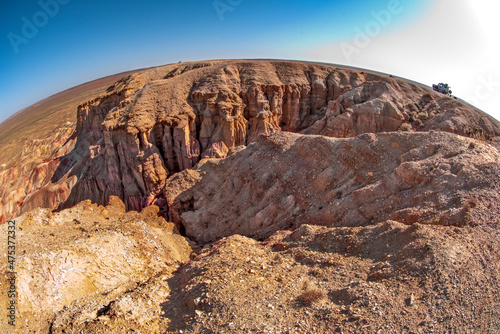 Die Wüste Gobi in der Mongolei mit einem Fisheyeobjektiv aufgenommen photo