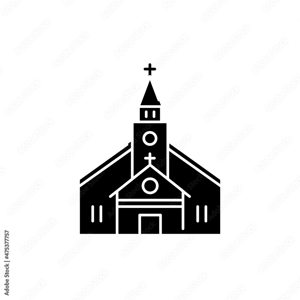 Church building line color icon. Religion. Sign for web page