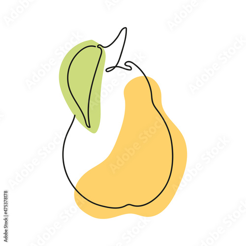 One line drawing of pear