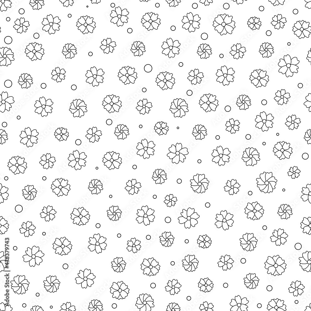 Cute hand drawn small flowers seamless pattern. Little flowers background. chamomile. Doodle art for simple design Cute hand drawn small flowers seamless pattern. Little flowers background. chamomile. Doodle art for simple design