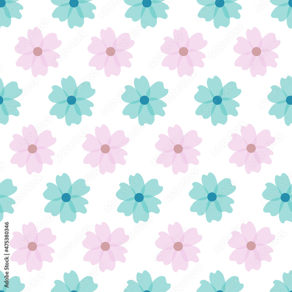 Floral pattern. Pretty flowers on white background. Printing with small blue and pink flowers. Ditsy print. Seamless vector texture. Cute flower patterns. elegant template for fashionable printers