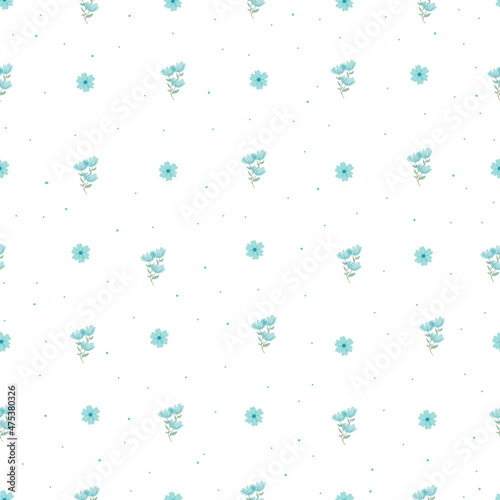 Cute simple Floral pattern in the small blue flower. Seamless vector texture. Printing with small blue flowers. spring flowers, summer flowers.