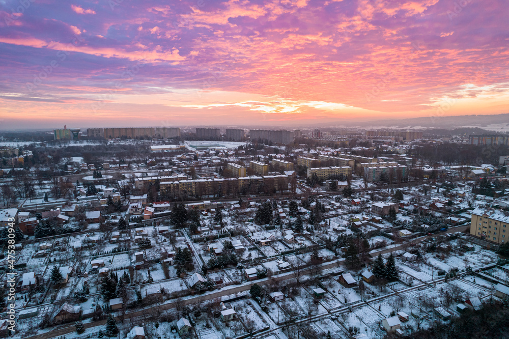 Fototapeta premium Tarnow Urban Landscape at WInter from Drone