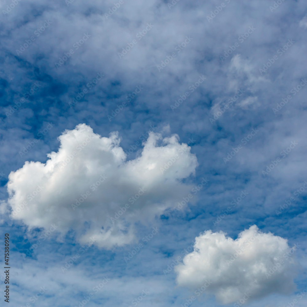 Obraz premium a large cumulus cloud on a background of blurry cirrus clouds as a natural background