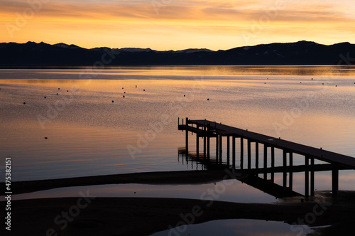Sunset on Lake Tahoe in winter