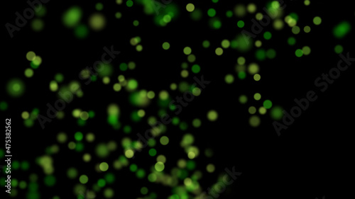 3D rendering of stylish bright multicolored particles in space, which are scattered on a black background