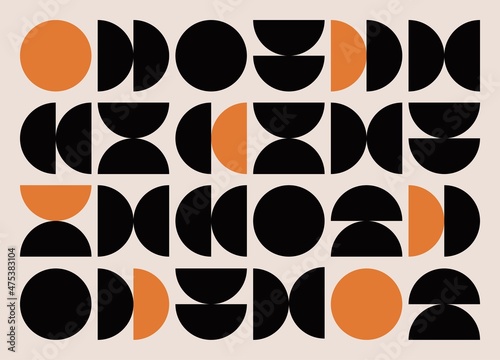 Mid century abstract art with geometric shapes. Simple brutalism poster, trendy geometry pattern retro style. Minimal vector illustration