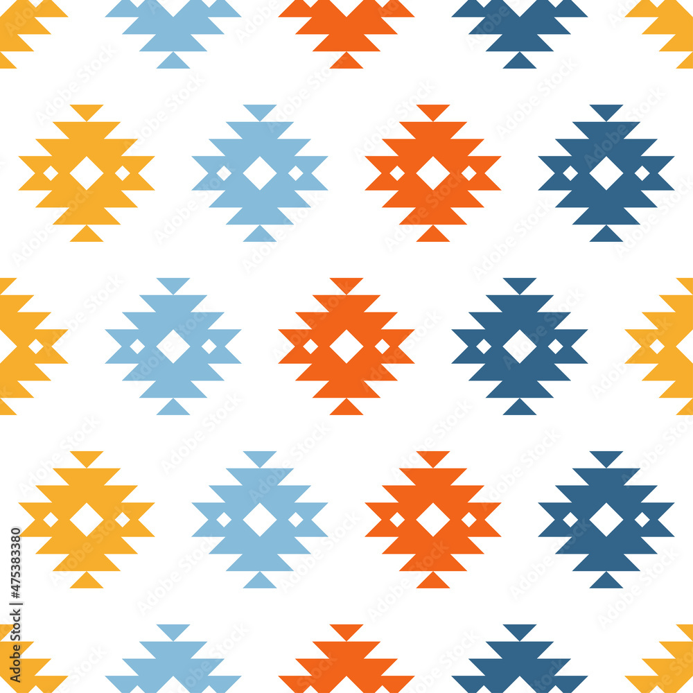 Colorful kilim design seamless pattern with white background. Colorful kilim design seamless pattern with white background.