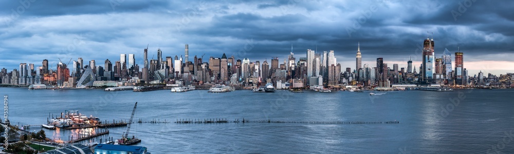 Manhattan Skyline panorama along the Hudson River, New York City, USA