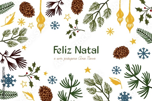 hand drawn feliz natal vector design illustration