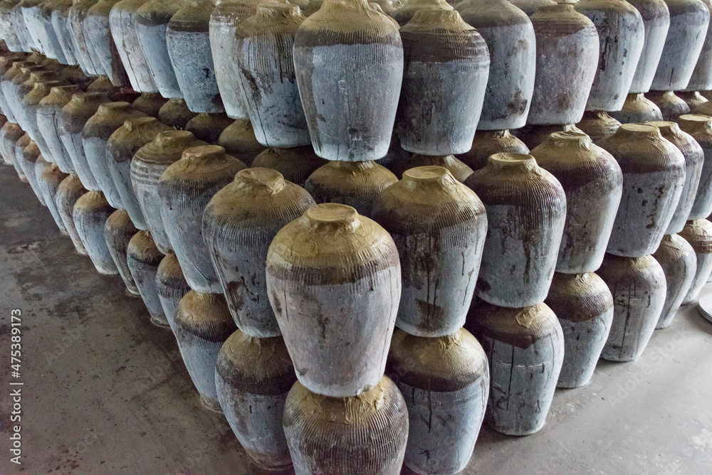 Wine jars at a local rice winery, Wuxi, Jiangsu Province, China