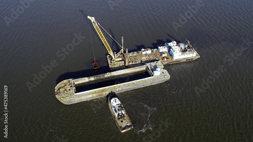 Aerial view of dredging operation photo
