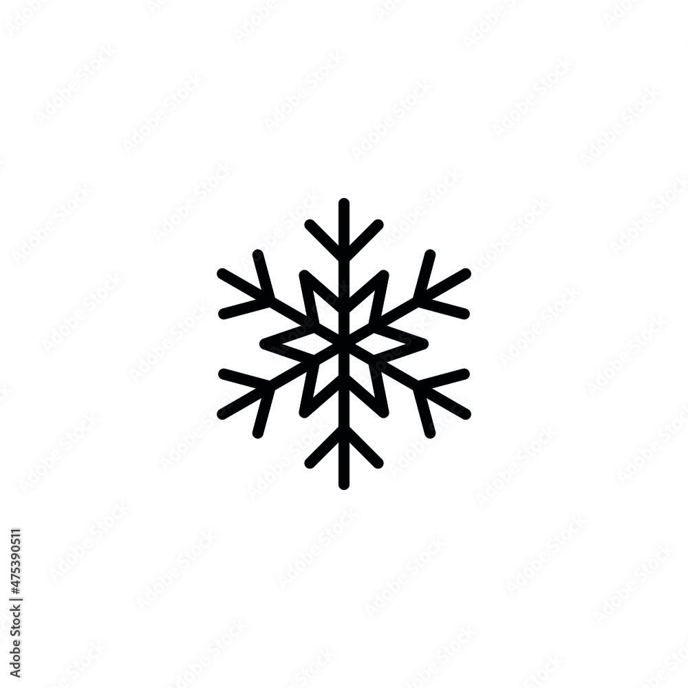 Snowflake icon. New Year and Christmas attribute. Weather element. The symbol of cold, snow, winter and frost. Isolated abstract vector illustration. Snowflake icon. New Year and Christmas attribute. Weather element. The symbol of cold, snow, winter and frost. Isolated abstract vector illustration.