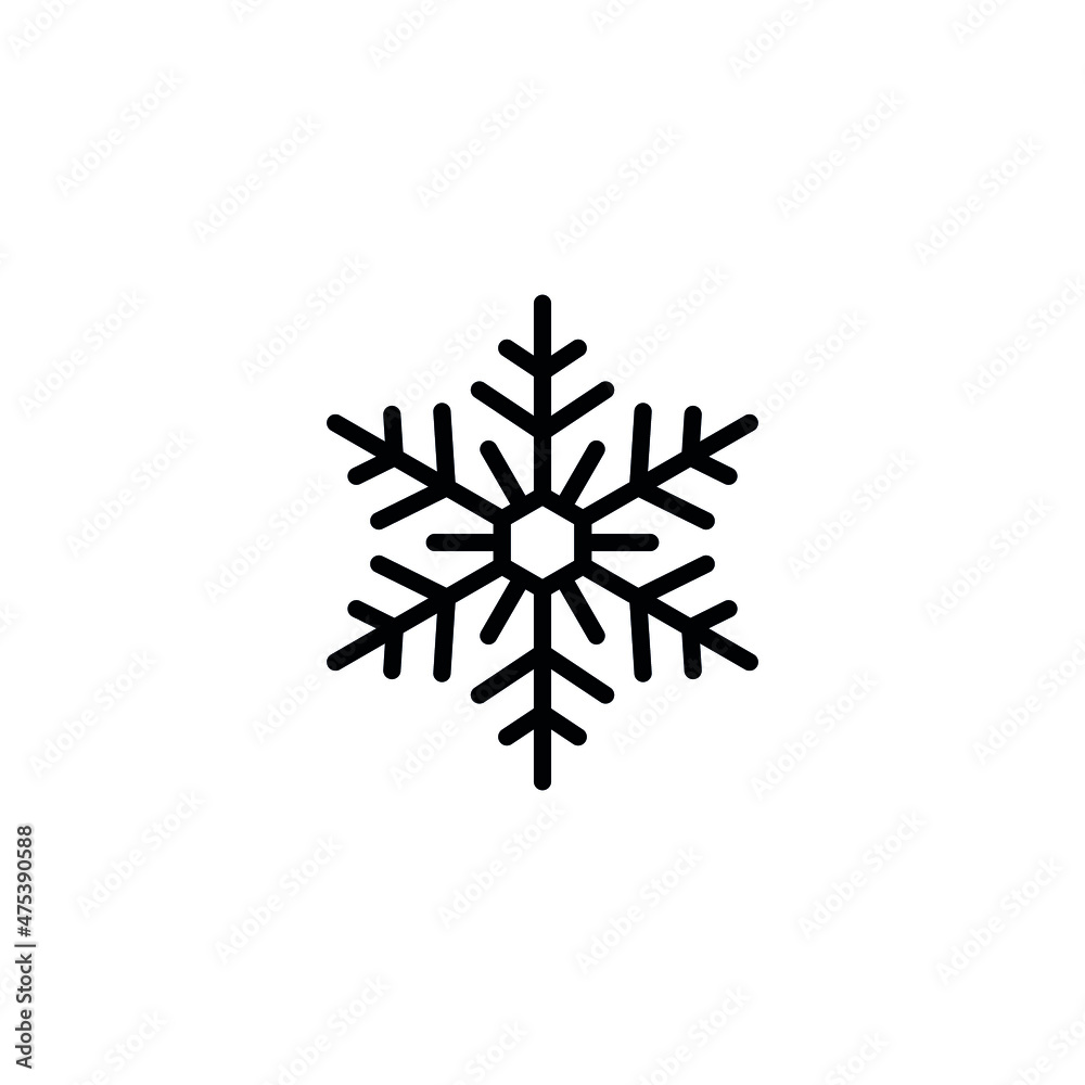Snowflake icon. New Year and Christmas attribute. Weather element. The symbol of cold, snow, winter and frost. Isolated abstract vector illustration. Snowflake icon. New Year and Christmas attribute. Weather element. The symbol of cold, snow, winter and frost. Isolated abstract vector illustration.