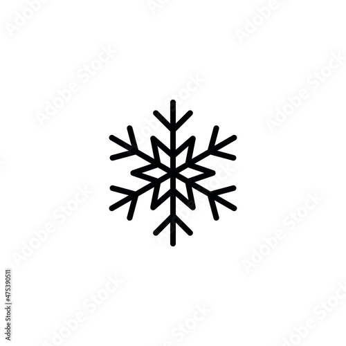 Snowflake icon. New Year and Christmas attribute. Weather element. The symbol of cold, snow, winter and frost. Isolated abstract vector illustration.