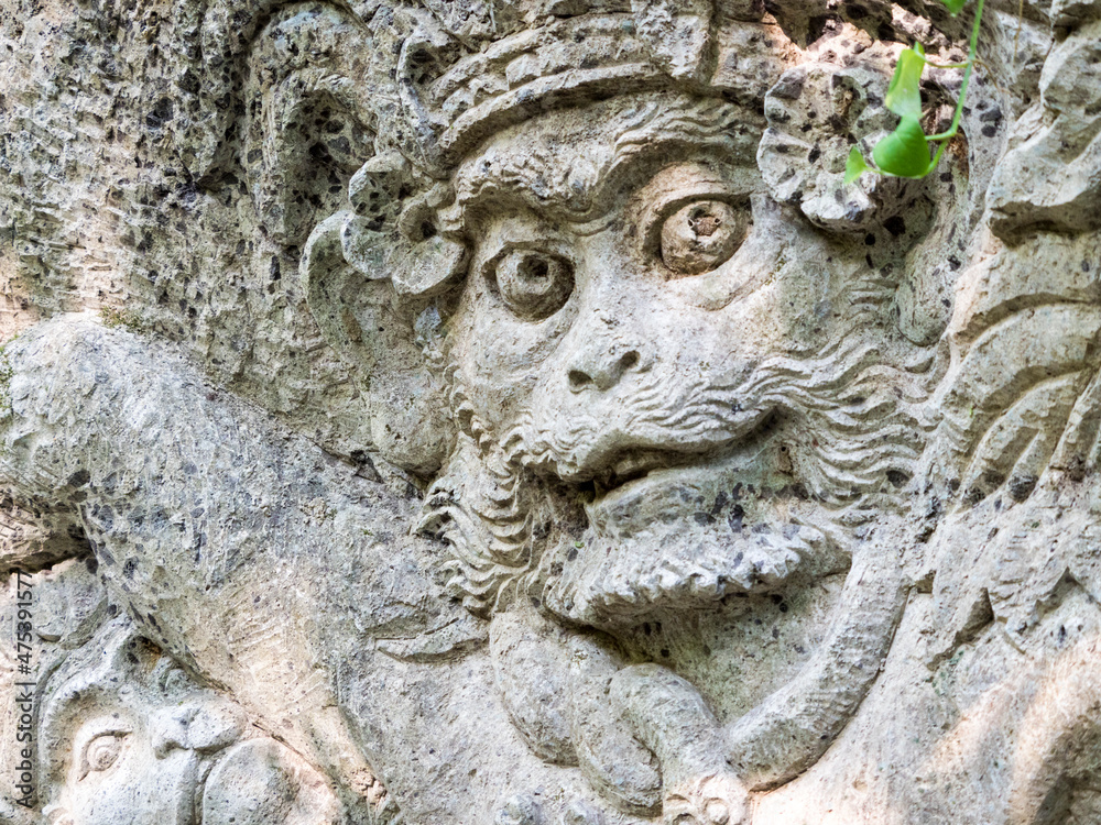 Indonesia, Bali, Ubud. Statue in Pura Tirta Empul temple