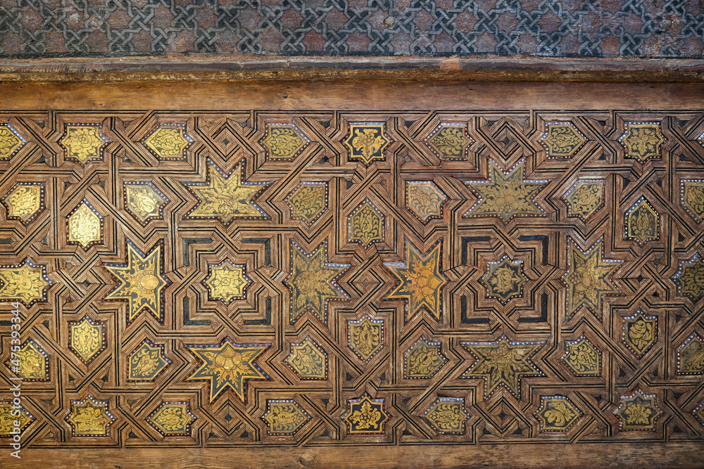  Wooden and gold detailed ceiling. Alhambra de Granada.
