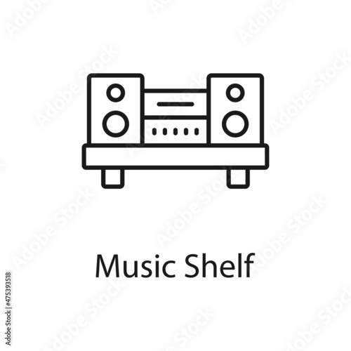 Music Shelf vector outline icon for web isolated on white background EPS 10 file