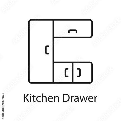 Kitchen Drawer vector outline icon for web isolated on white background EPS 10 file