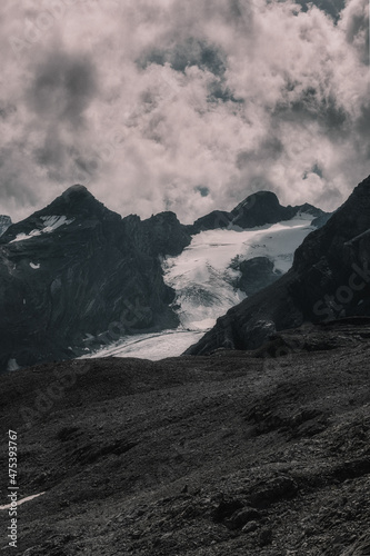 mountain landscape with clouds in the alps