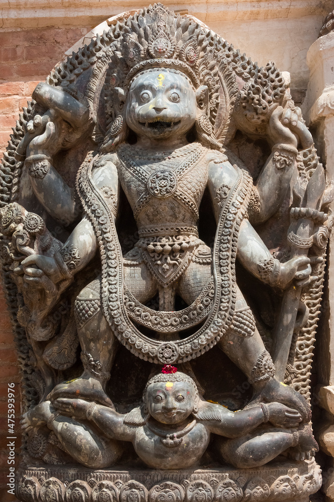 Sculpture in Bhaktapur Durbar Square, UNESCO World Heritage site, Bhaktapur, Nepal